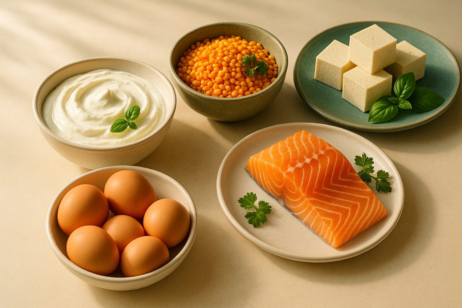 Alimentos ricos em proteina em luz da manha